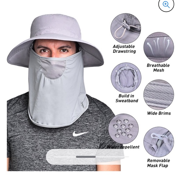 New! Vbiger Hat Unisex Sun Protection Hat Detachable Neck Flaps Waterproof - Picture 12 of 14
